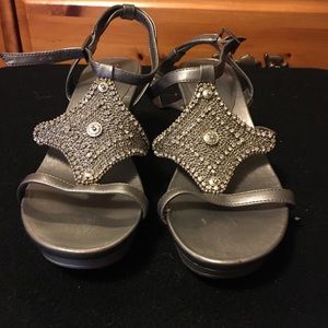 Silver platform sandals